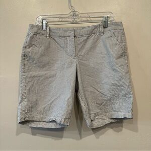 J Crew blue and white striped cotton pastel Bermuda shorts size 10